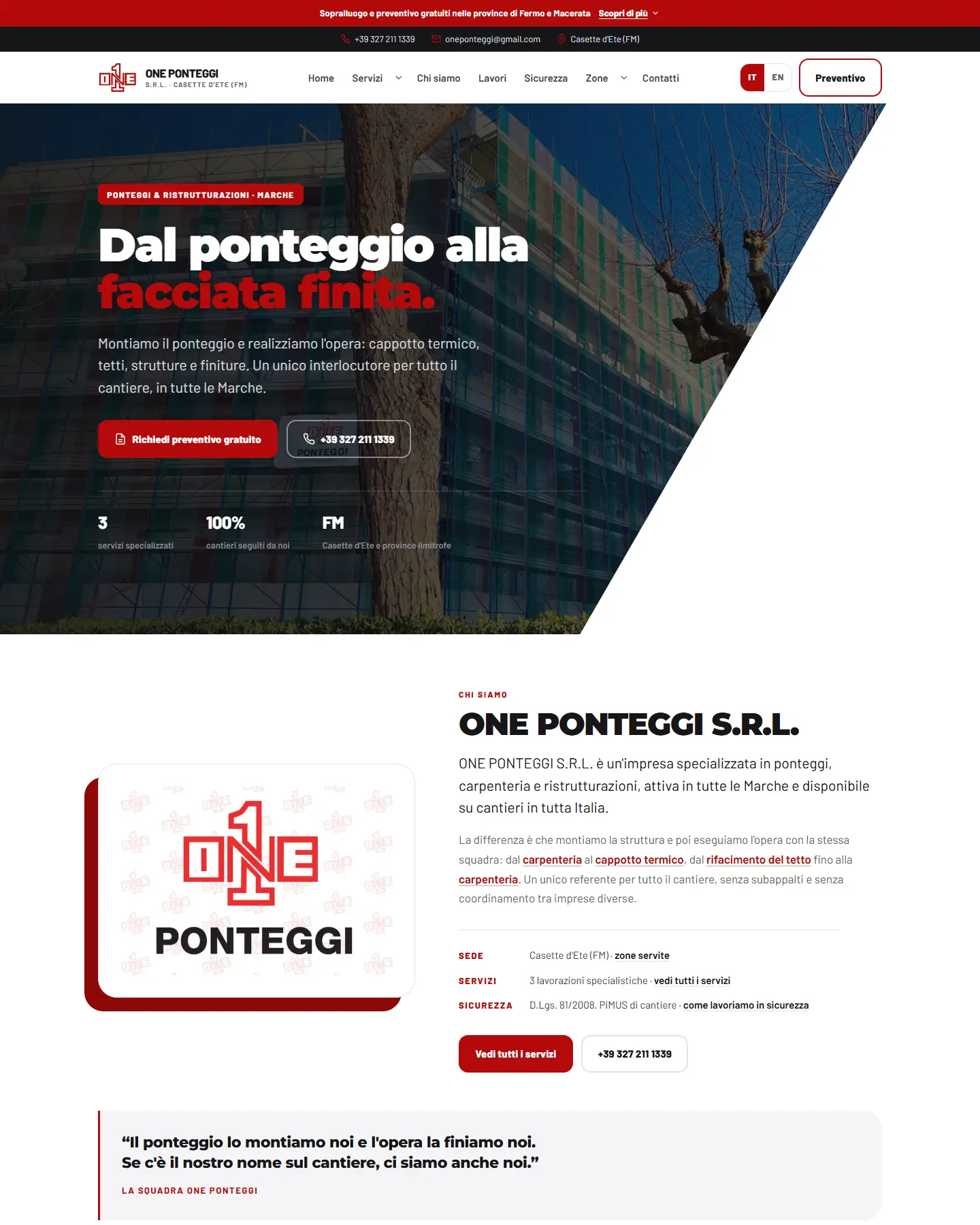 The ONE PONTEGGI website