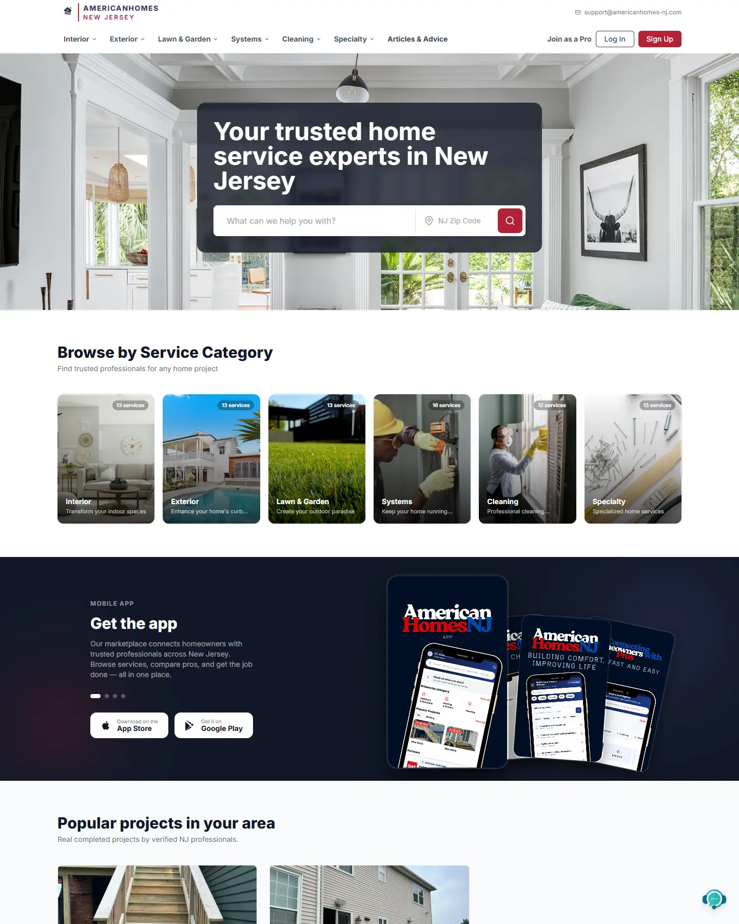 The AmericanHomes NJ website