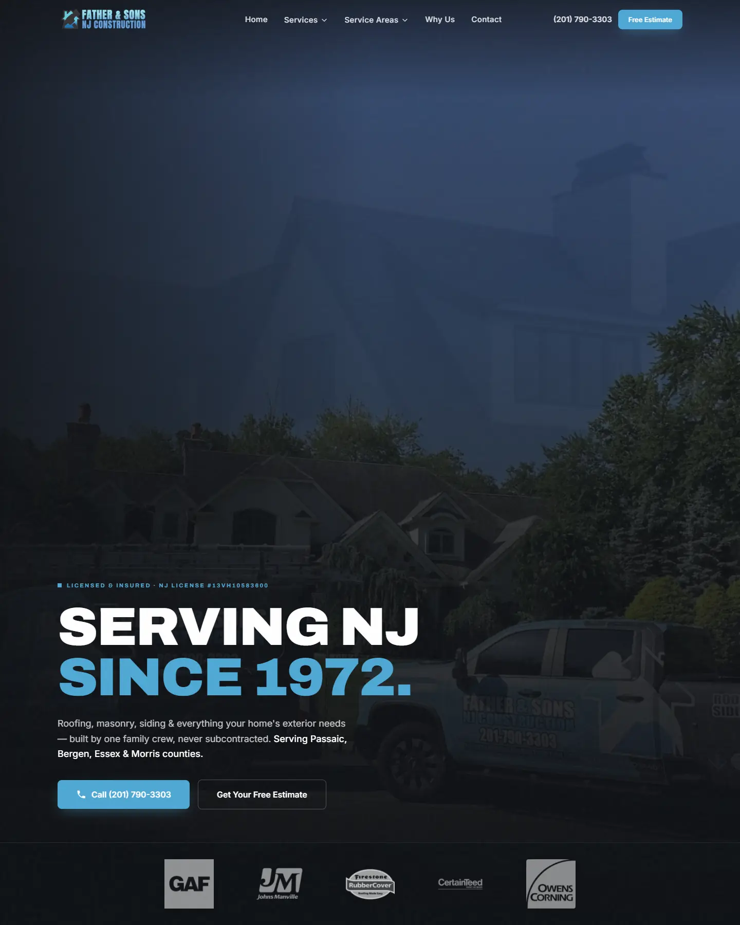 The Father & Sons NJ Construction website